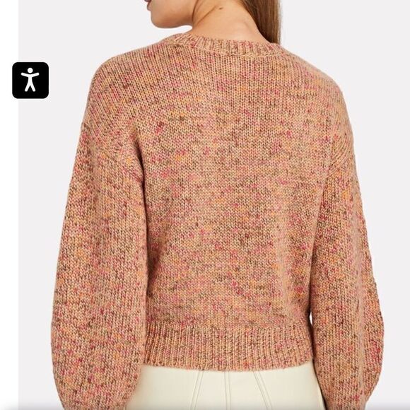 Intermix Vanessa Pink Puff Sleeve Cropped Sweater| Size S - Picture 3 of 10
